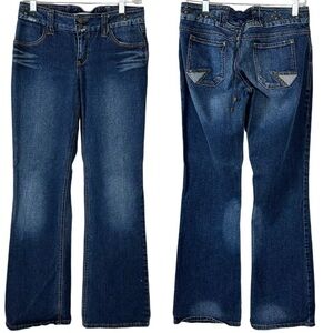 Vintage Y2K 90s Delicious By Mudd Studded Low Rise Flare Jeans Size 9 Lace Up